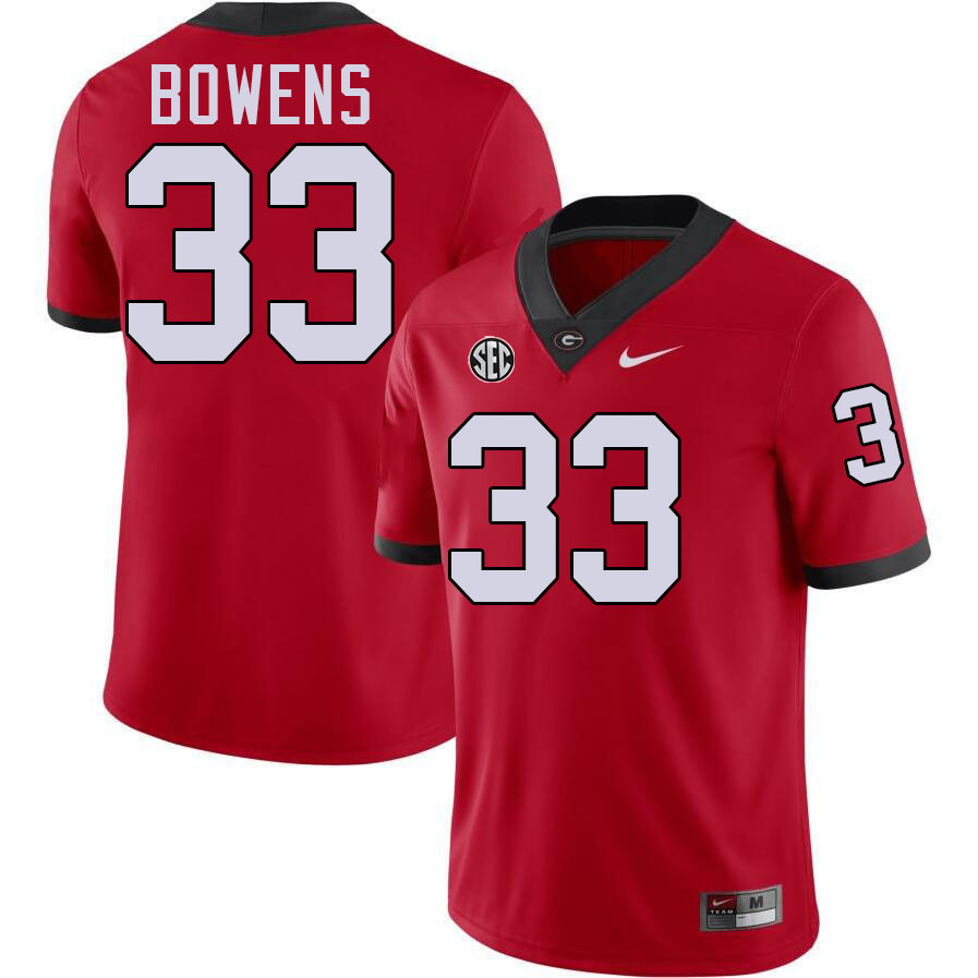 #33 Chauncey Bowens UGA Jersey,University Of Georgia Bulldogs Football Jersey,Uniforms,Gears-Red